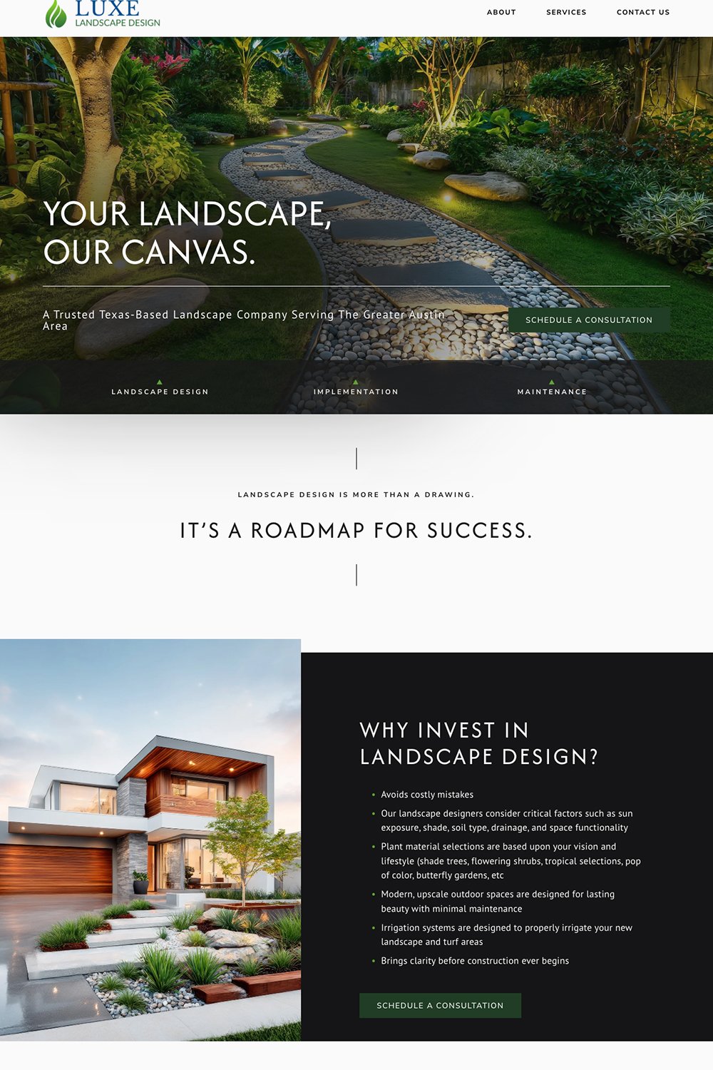 Luxe Landscape Design website
